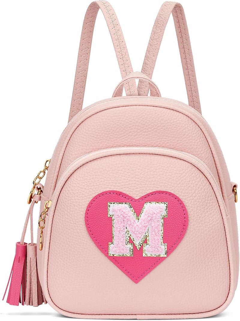 CLOUDWINGS Girls Initial Mini Backpack Gifts for Kid Toddler Little Girl Teen Small Cute Heart Backpack Purse Preschool Kindergarten Bookbag，Pink-M - Image 1